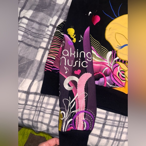 Vintage Jeff Hamilton Tweety Bird Jacket Size Youth M Racing Bomber Embroider - Picture 8 of 9